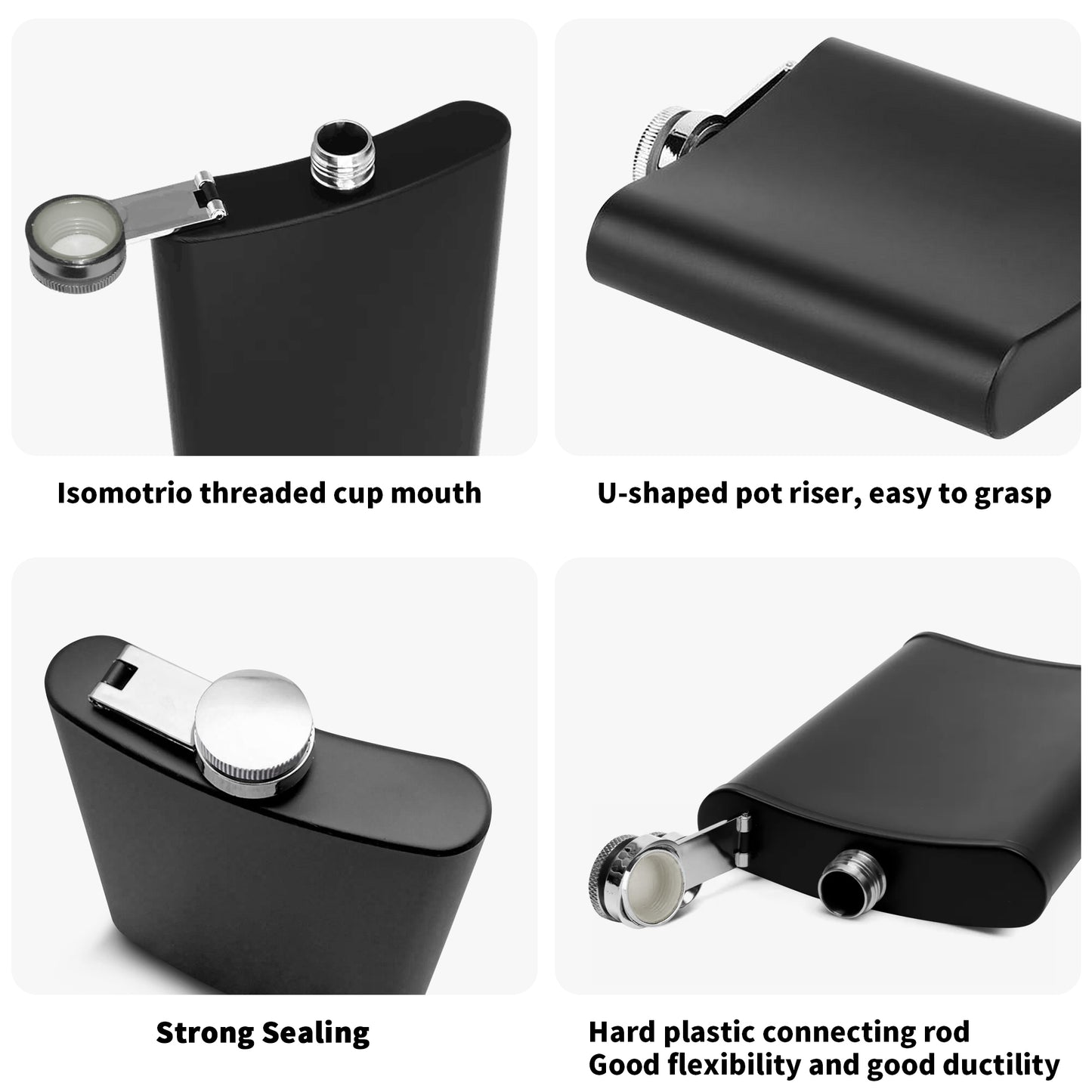 Personalized Hip Flask Set 7oz Black Stainless Steel with A Gift Box