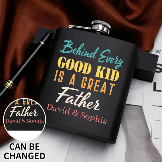 Personalized Hip Flask Set 7oz Black Stainless Steel with A Gift Box