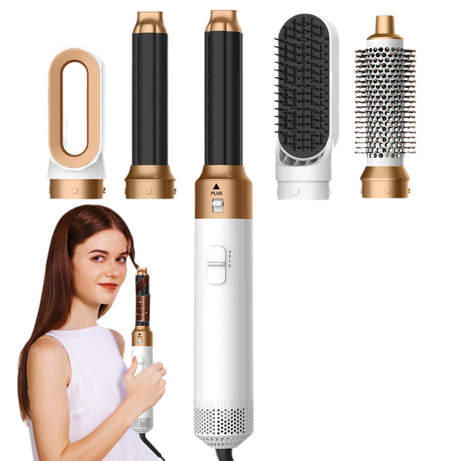 Multifunctional five-in-one hot air comb multi-head automatic curling iron hair dryer comb straight hair comb hair dryer curling iron