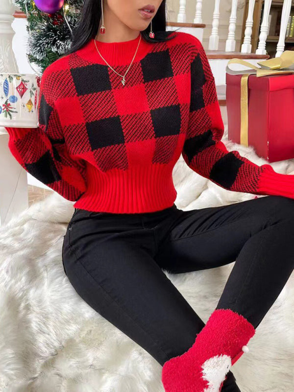 New round neck loose jacquard plaid New Year and Christmas knitted sweater