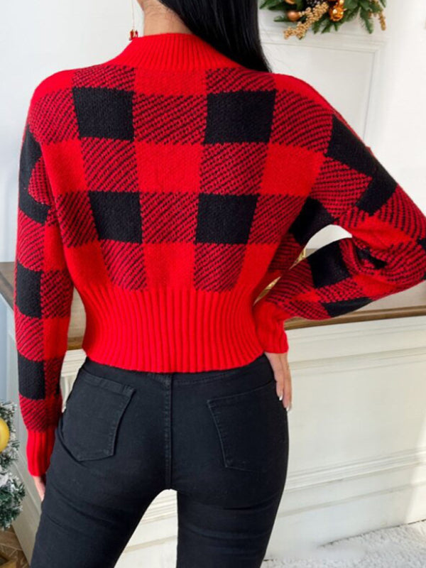 New round neck loose jacquard plaid New Year and Christmas knitted sweater